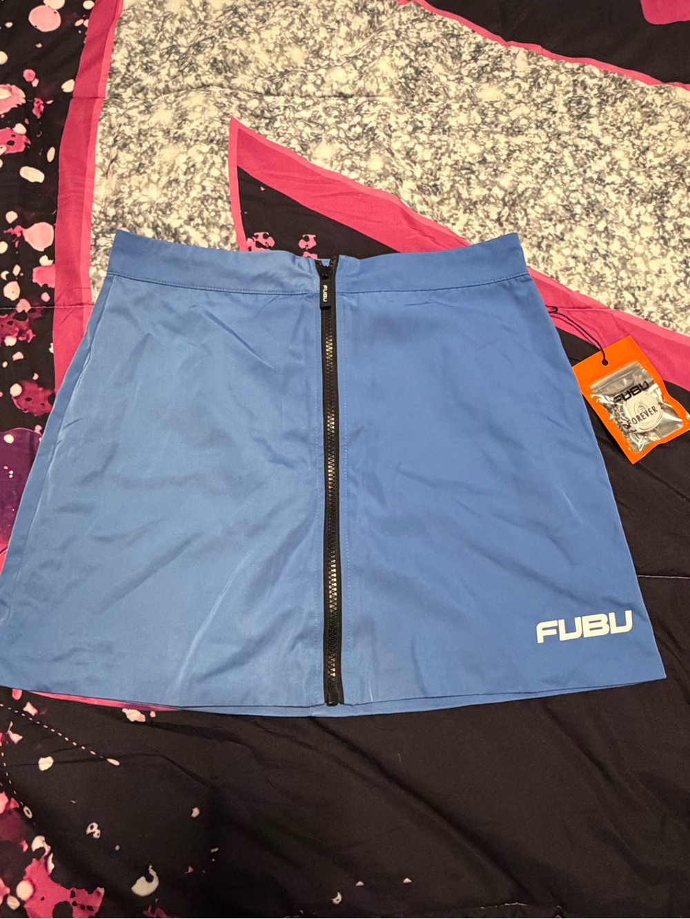 Forever 21 Blue Front-Zip Mini Skirt